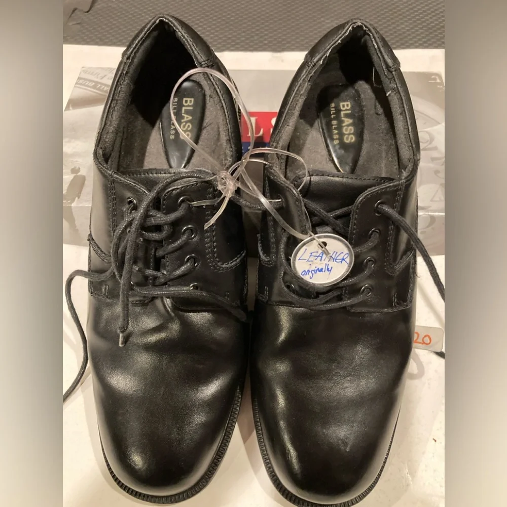 BILL BLASS Leather Lace-Up OXFORDS Black Men Sz 8 Pre-owned Very Good Condition
